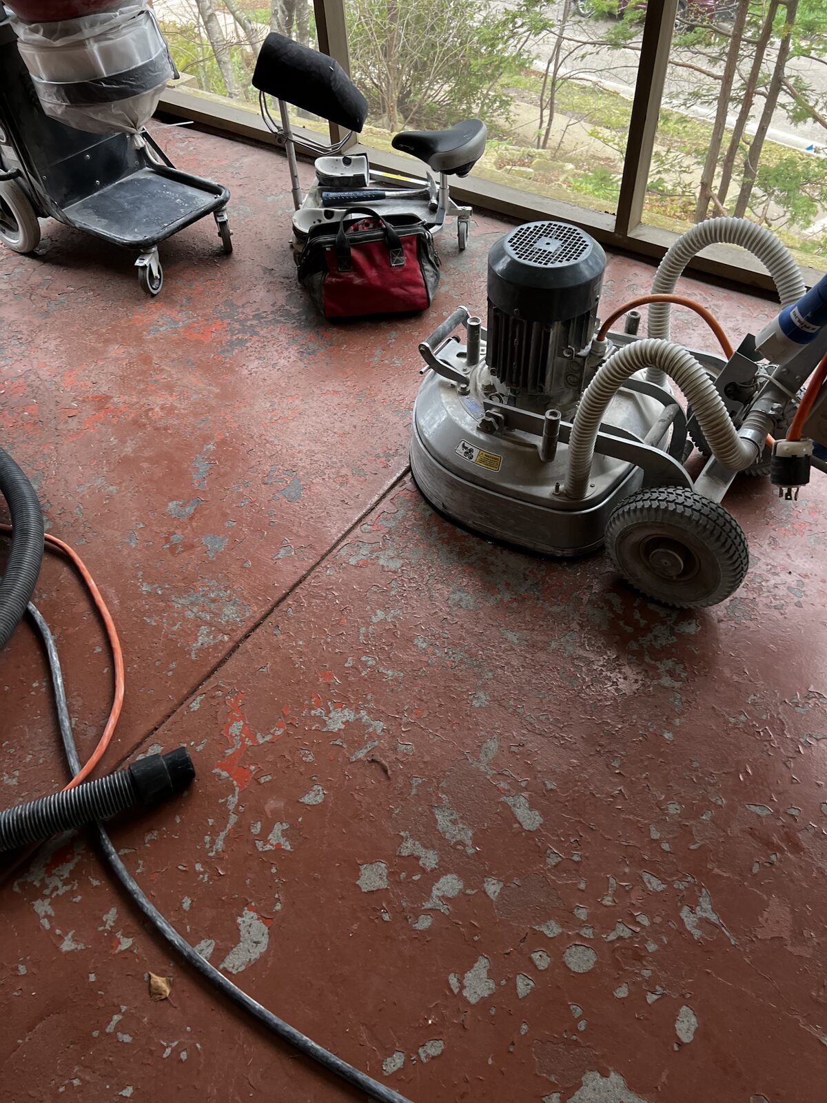 Freshly ground and polished concrete slab in a residential space