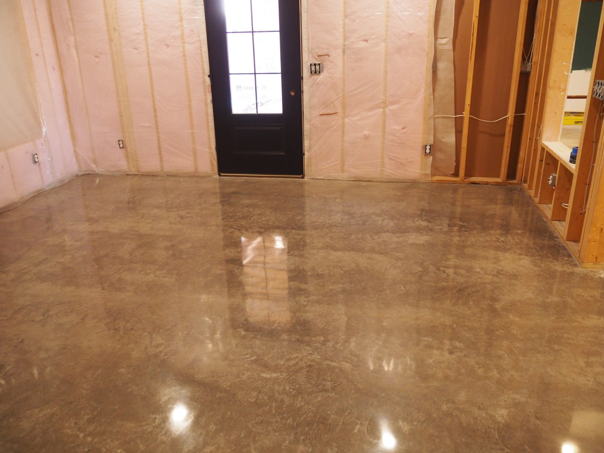 Finished polished concrete porch floor viewed from another angle